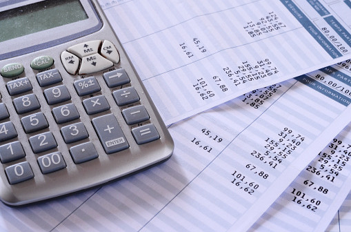 Close up of payroll summary detail with figures and euro